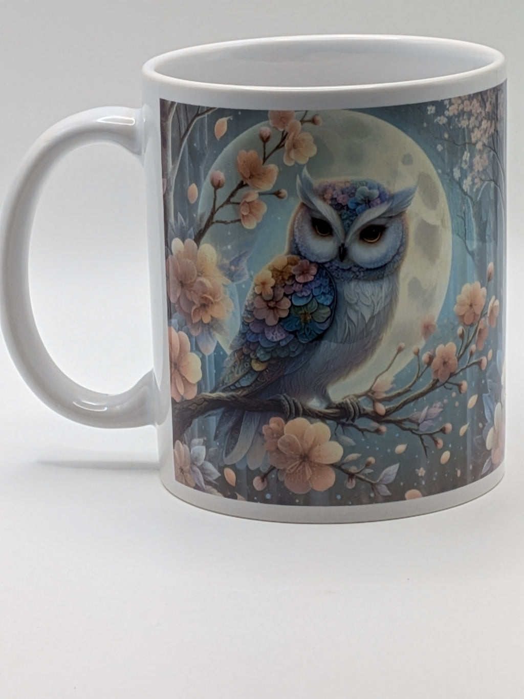 Owl & Moon Floral Art Mug | Colourful Night Owl Illustration | Nature Lover Gift - Wessex Custom Workshop