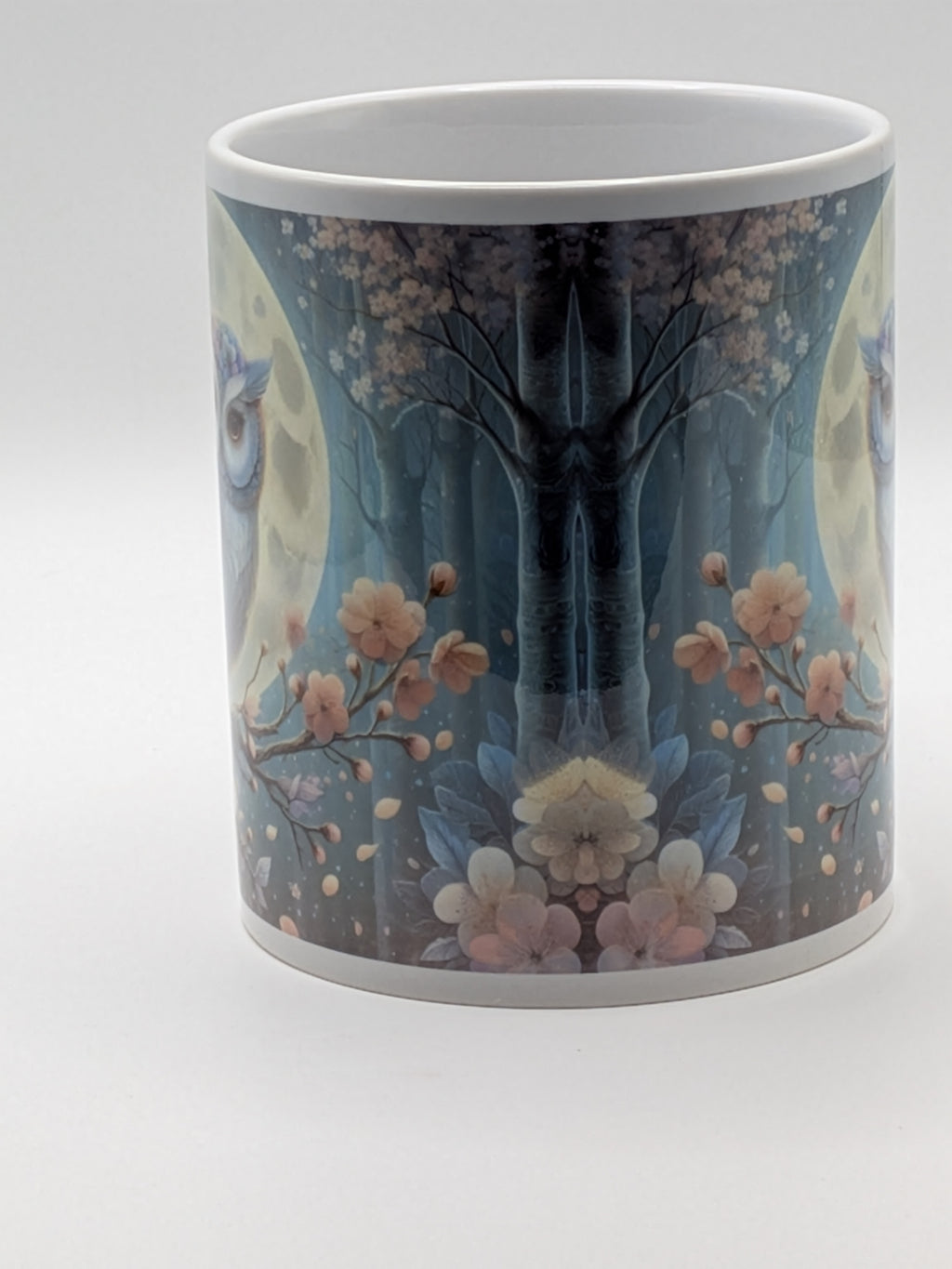 Owl & Moon Floral Art Mug | Colourful Night Owl Illustration | Nature Lover Gift - Wessex Custom Workshop