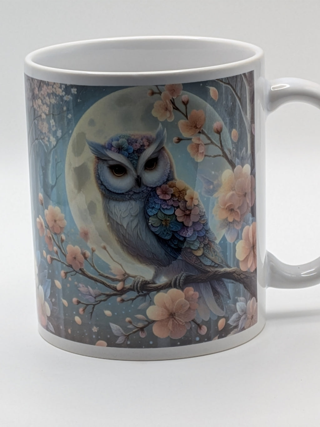 Owl & Moon Floral Art Mug | Colourful Night Owl Illustration | Nature Lover Gift - Wessex Custom Workshop