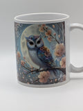Owl & Moon Floral Art Mug | Colourful Night Owl Illustration | Nature Lover Gift - Wessex Custom Workshop