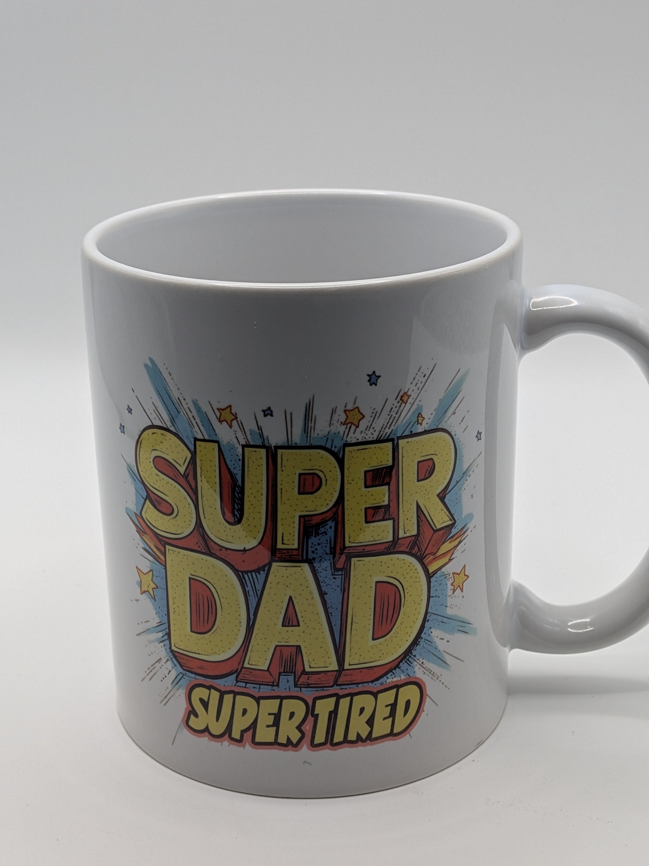Super Dad Super Tired Mug | Funny Father’s Day Gift | Superhero Dad Design - Wessex Custom Workshop