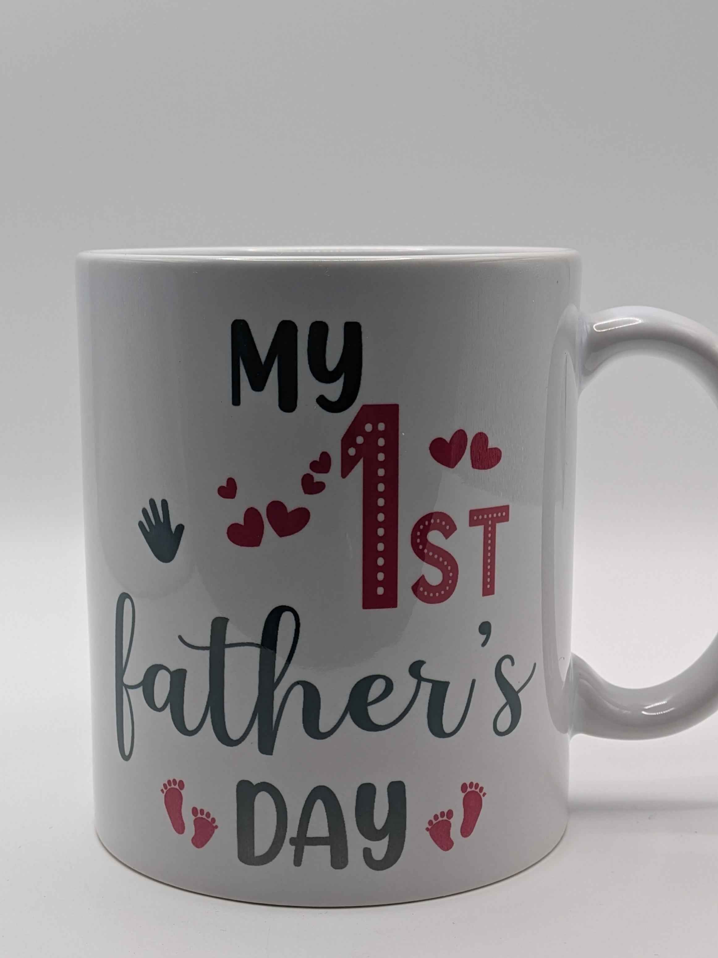 My 1st Father's Day Mug New Dad Gift with Baby Handprint & Footprint Design