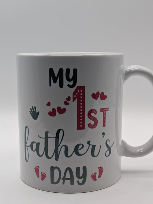 My 1st Father’s Day Mug | New Dad Gift | Baby Handprint & Footprint Design - Wessex Custom Workshop