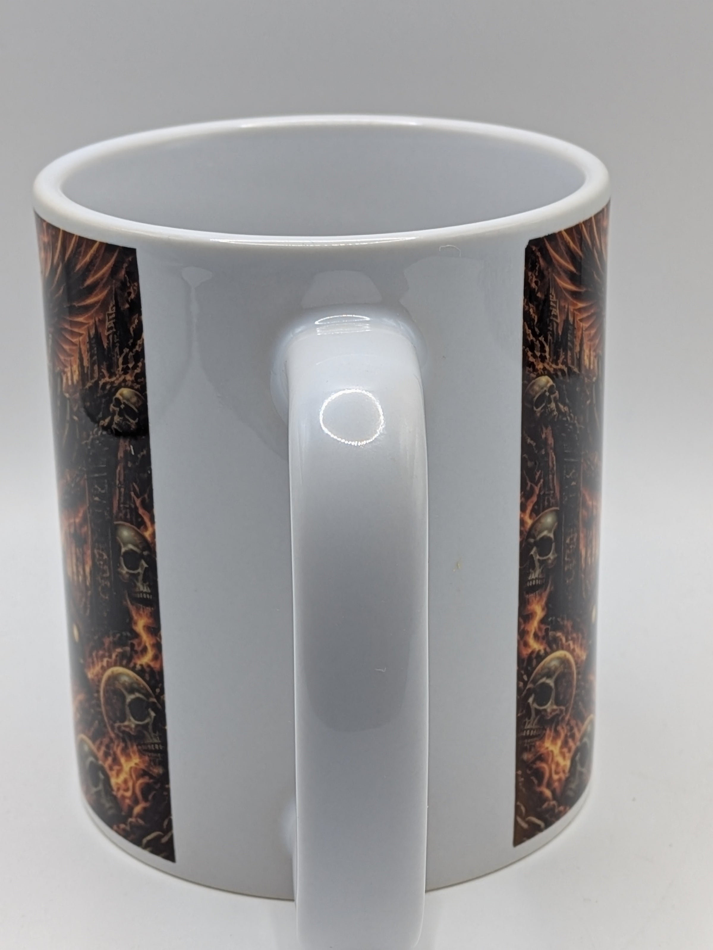 Skeleton Biker Mug – Gothic Motorcycle Flame Design – Biker Gift