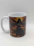 Skeleton Biker Mug – Gothic Motorcycle Flame Design – Biker Gift