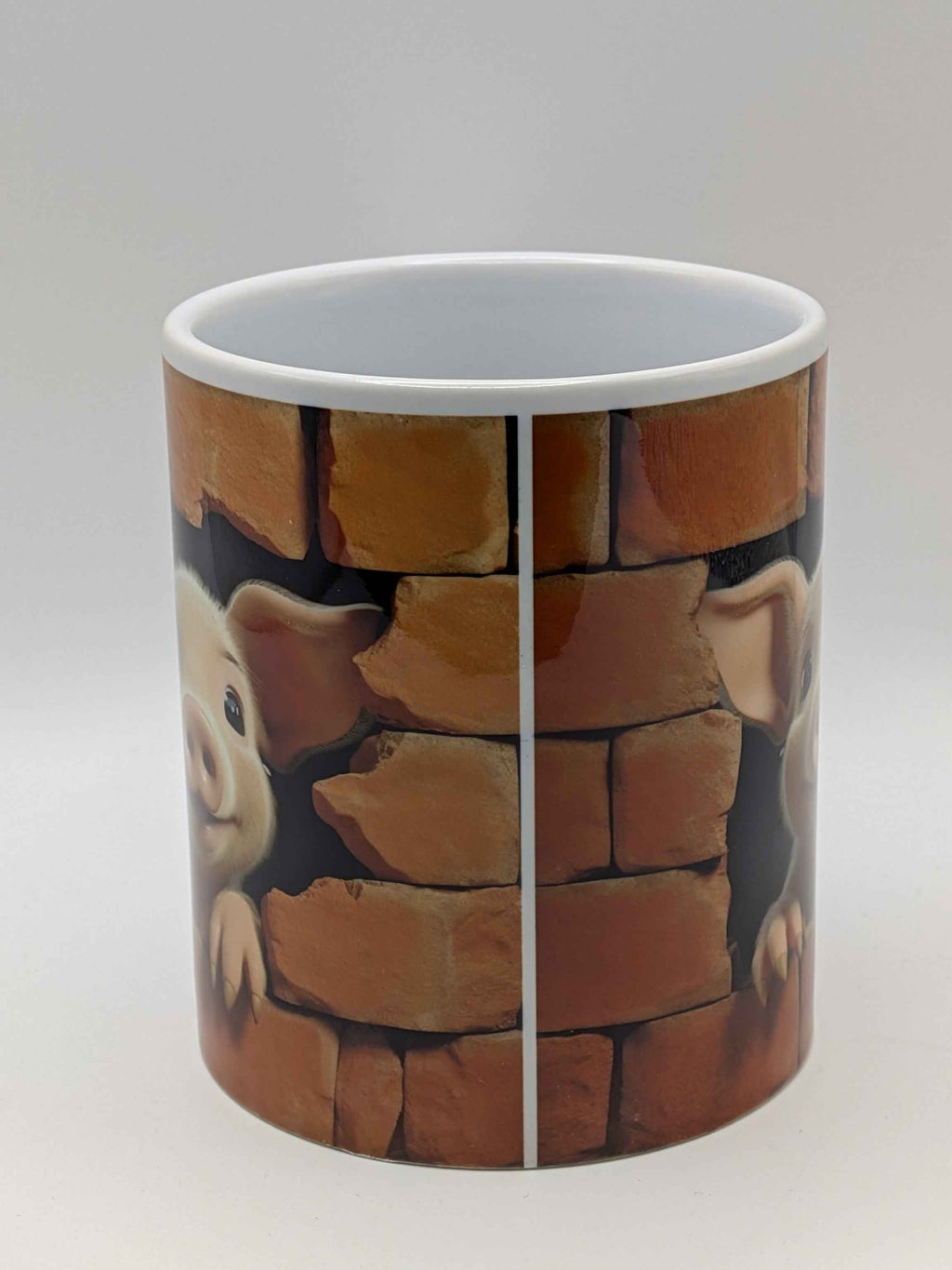 A Piglet Mug – Cute 3D Brick Wall Effect – Animal Lover Gift