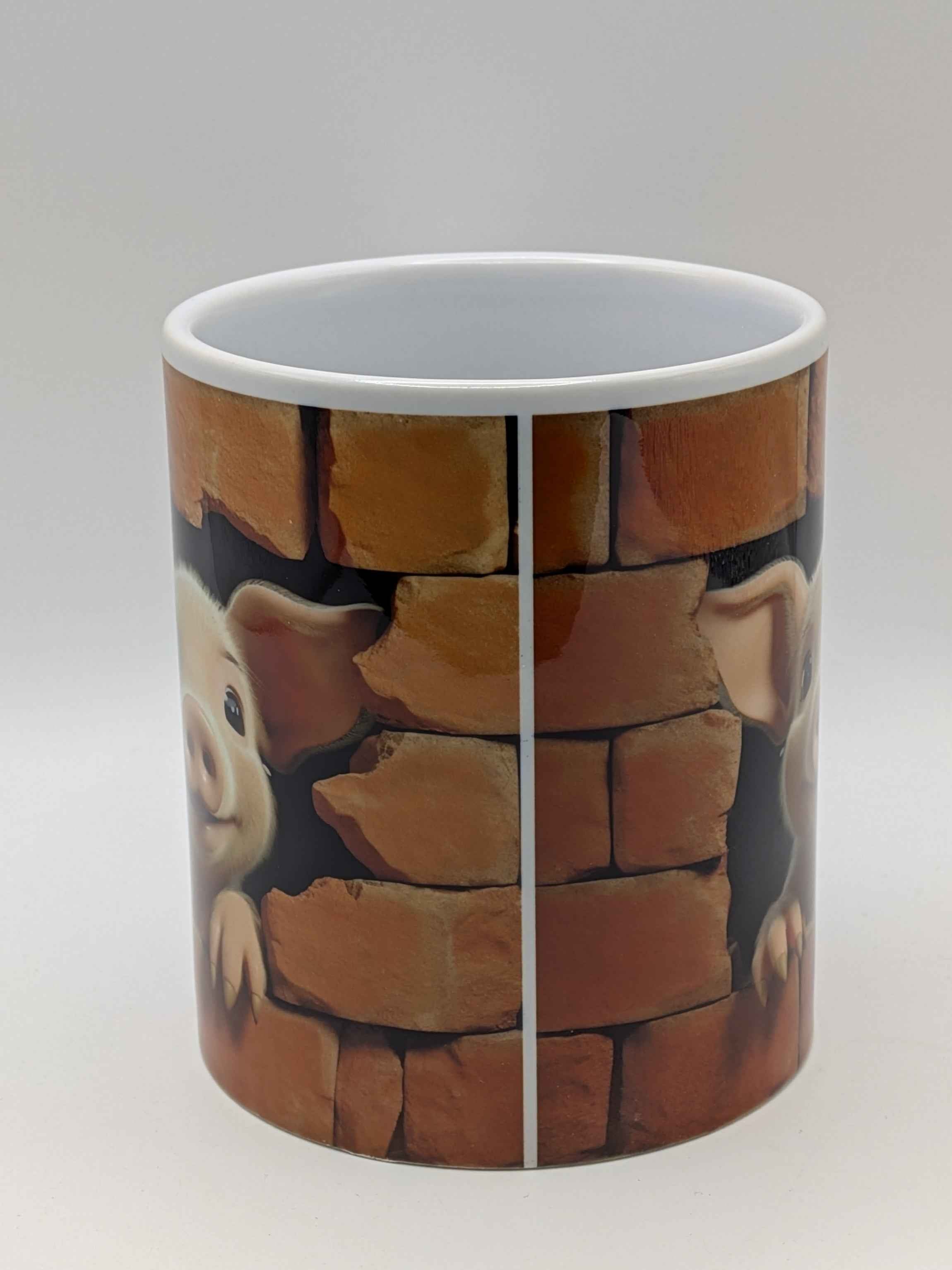 A Piglet Mug – Cute 3D Brick Wall Effect – Animal Lover Gift