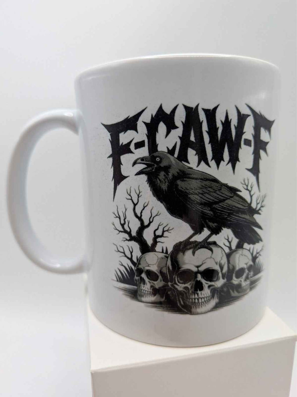 Raven & Skulls Mug – Gothic Dark Art Coffee Cup – Horror Gift